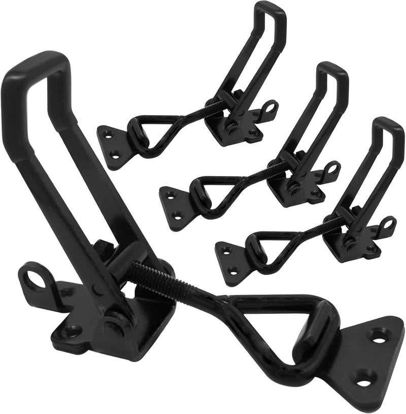 EVANCENT 4Pack Heavy Duty Toggle Latch Clamp, 1320lbs 4003 Latch-Style Toggle Clamp with Lock Hook, Pull Action Latch with Catch Plate, Metal Quick Release Draw Latch for Trunk Jig Smoker Door Tool Boxes - Image 1